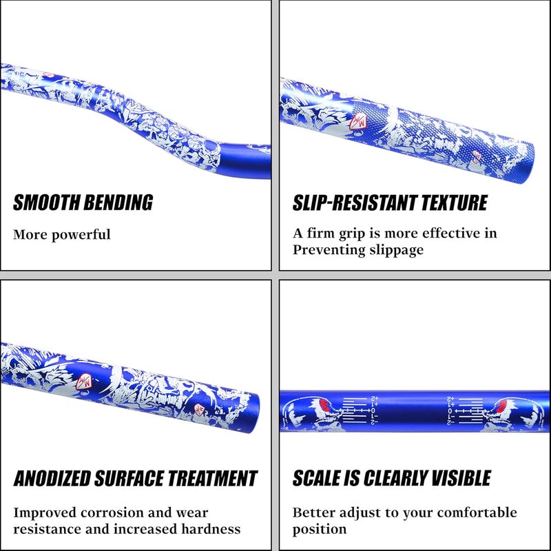 JXPANG Universal 28mm 1/1/8" Handle Bar For CRF KLX KX LTR TRX SX SXF EXC XCW Motocross Pit Dirt Bike Scooter ATV Quad Bike Grizzly Hawk 250 Bicycles (Blue) - Image 3